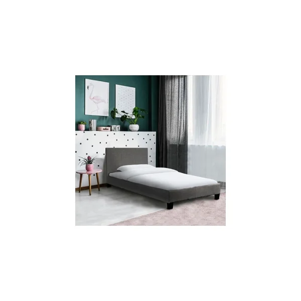 garantis authentique Marque Generique Lit DUBLIN 90×190 + 1 Sommier / Gris Foncé 1