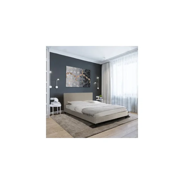Marque Generique Lit DUBLIN 160×200 + 1 Sommier / Beige offre spéciale 1