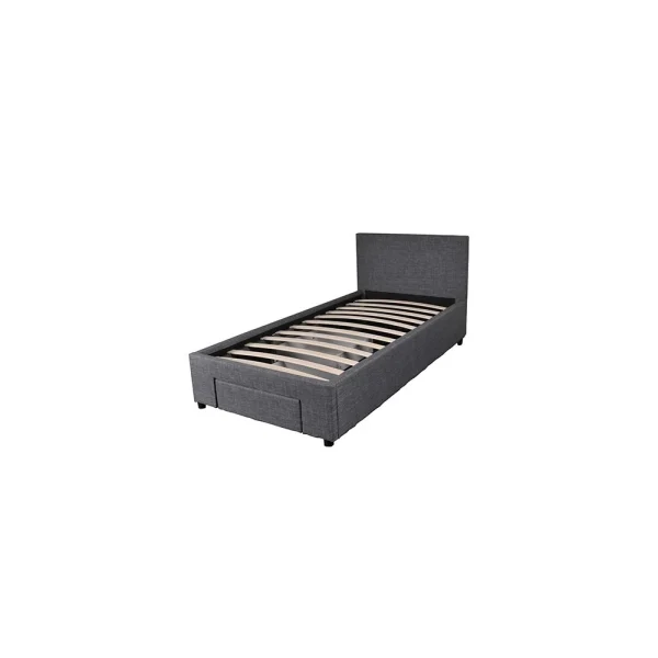 france en ligne Marque Generique Lit LUGANO 90×190 + 1 Sommier + 2 Tiroirs / Gris Foncé 5