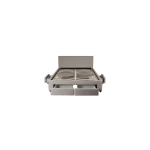 Marque Generique Lit LUGANO 140×190 + 1 Sommier + 4 Tiroirs / Gris Clair excellents soldes 10