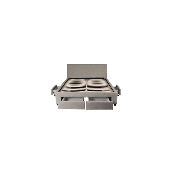 Marque Generique Lit LUGANO 140×190 + 1 Sommier + 4 Tiroirs / Gris Clair excellents soldes 4