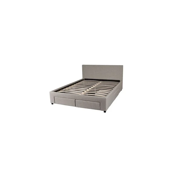 Marque Generique Lit LUGANO 140×190 + 1 Sommier + 4 Tiroirs / Gris Clair excellents soldes 3