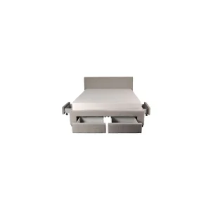 Marque Generique Lit LUGANO 140×190 + 1 Sommier + 4 Tiroirs / Gris Clair excellents soldes 12