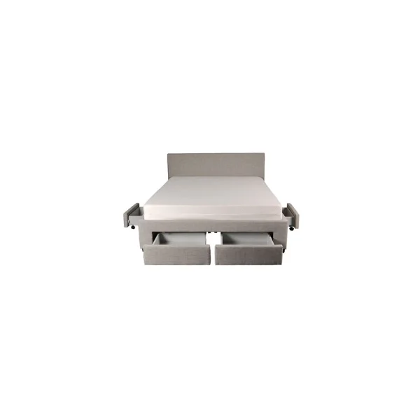 Marque Generique Lit LUGANO 140×190 + 1 Sommier + 4 Tiroirs / Gris Clair excellents soldes 5