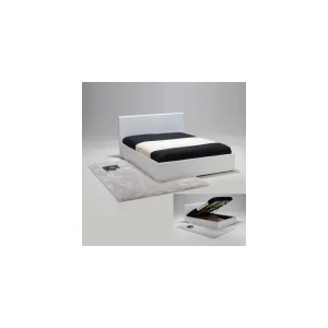 Marque Generique Lit Coffre BARCELONA 140×190 + 1 Sommier / Blanc luxe soldes 7