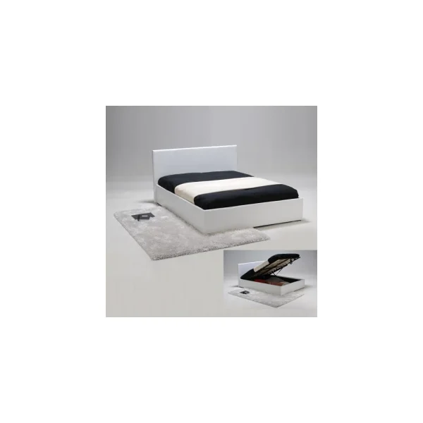 Marque Generique Lit Coffre BARCELONA 140×190 + 1 Sommier / Blanc luxe soldes 3