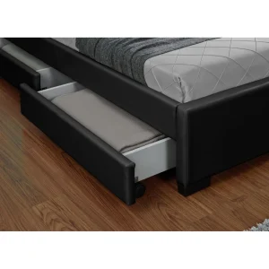 CONCEPT USINE Lit Enfield 160x190cm – Noir – Tête De Lit LED Et Rangements 4 Tiroir… shopping pas cher 11