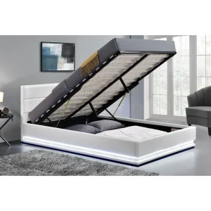 achat pas cher CONCEPT USINE Lit Design New York 140x190cm – Structure De Lit En Simili Blanc Avec … 7