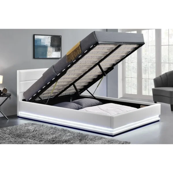 achat pas cher CONCEPT USINE Lit Design New York 140x190cm – Structure De Lit En Simili Blanc Avec … 3