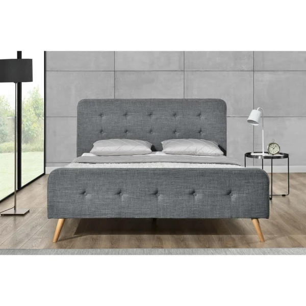 CONCEPT USINE Lit Lanka – Cadre De Lit Scandinave Gris Foncé Avec Pieds En Bois – 1… dernières 5