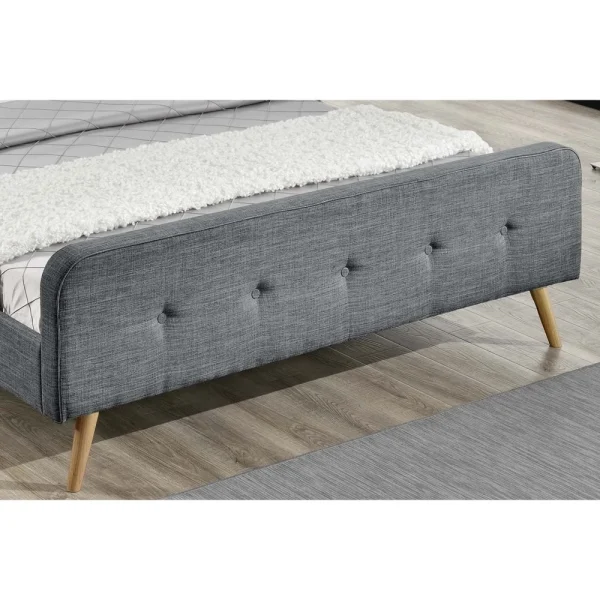 CONCEPT USINE Lit Lanka – Cadre De Lit Scandinave Gris Foncé Avec Pieds En Bois – 1… dernières 4