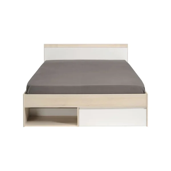 BUT Lit 140×190/200 Cm Avec Rangements PUZZLE Imitation Acacia Et Blanc prix le plus bas 5