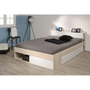 BUT Lit 140×190/200 Cm Avec Rangements PUZZLE Imitation Acacia Et Blanc prix le plus bas 12