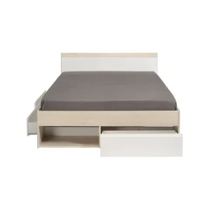 BUT Lit 140×190/200 Cm Avec Rangements PUZZLE Imitation Acacia Et Blanc prix le plus bas 18