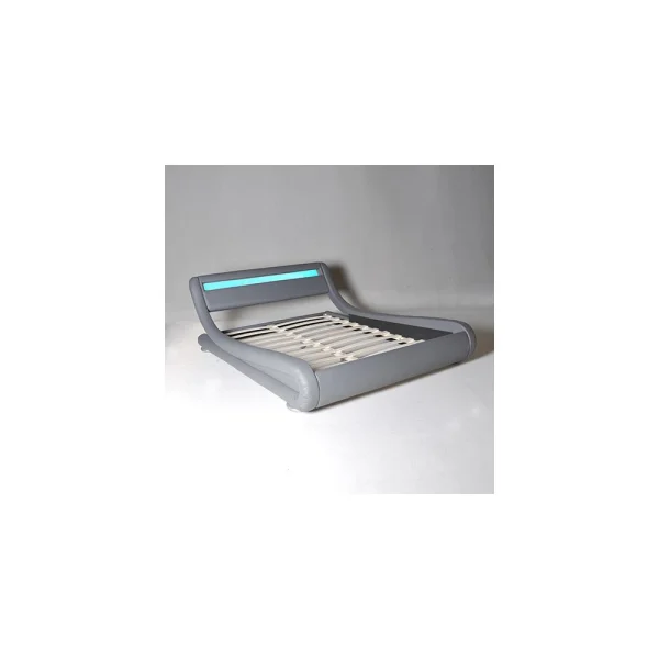 Marque Generique Lit WAVE 160×200 LEDS Intégrées + 1 Sommier / Gris ultratendance 3