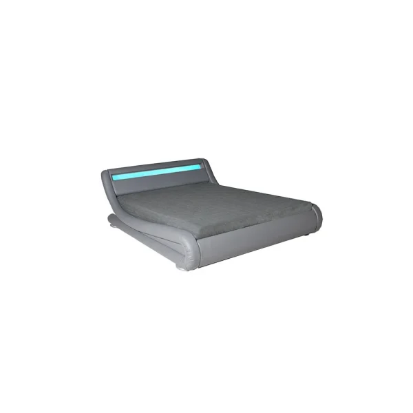 Marque Generique Lit WAVE 160×200 LEDS Intégrées + 1 Sommier / Gris ultratendance 4