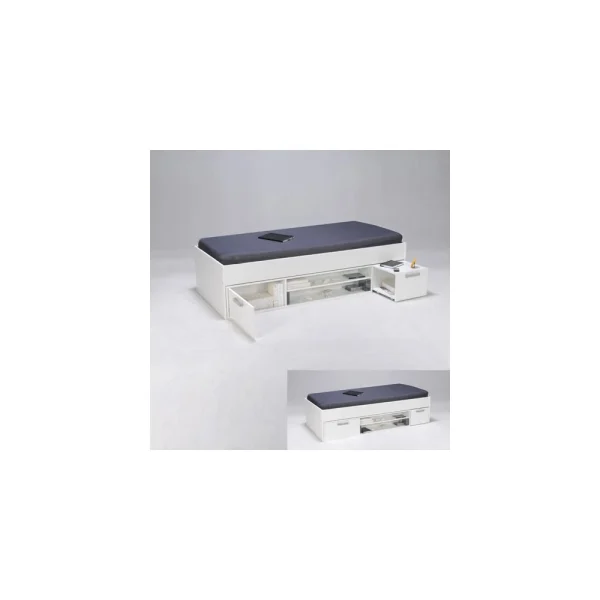 Marque Generique Lit TESS 90×190 + Chevet + étagère + Rangement / Blanc Retour Facile et Gratuit 3