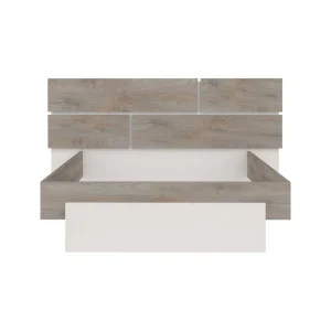 Tousmesmeubles Cadre + Tête De Lit 160*200 + Chevets Chêne Délavé/Blanc Mat – FLO… belle 8
