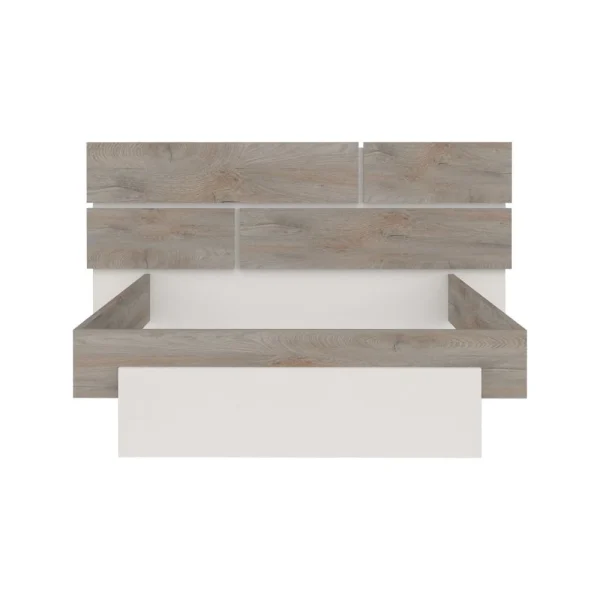 Tousmesmeubles Cadre + Tête De Lit 160*200 + Chevets Chêne Délavé/Blanc Mat – FLO… belle 3