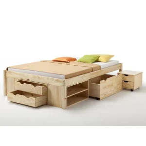remise en ligne IDIMEX Lit Fonctionnel En Pin Massif SABRINA, 140 X 200 Cm, Vernis Naturel 10
