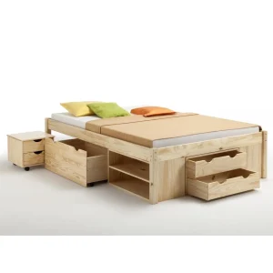remise en ligne IDIMEX Lit Fonctionnel En Pin Massif SABRINA, 140 X 200 Cm, Vernis Naturel 12