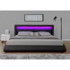 CONCEPT USINE Lit Design Brixton 140x190cm Noir Avec Dossier – Tête De Lit LED qualité d’originales 17