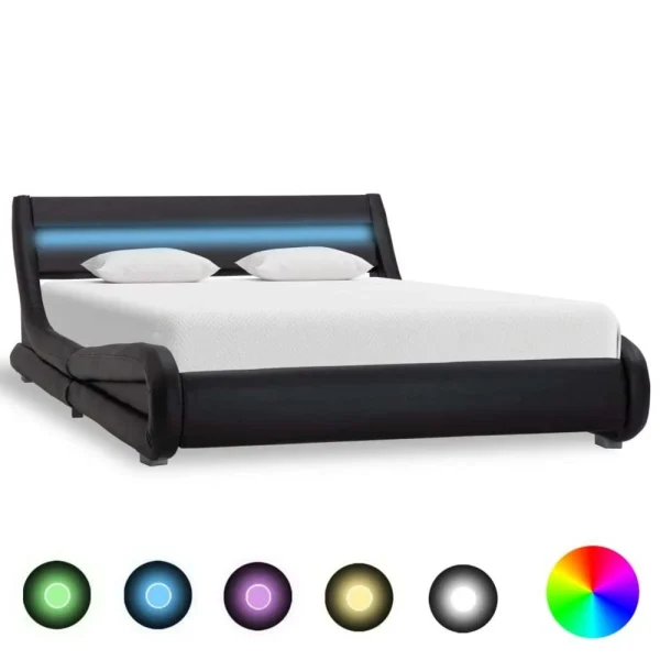 mode pas cher VidaXL Cadre De Lit Avec LED Noir Similicuir 160 X 200 Cm 1