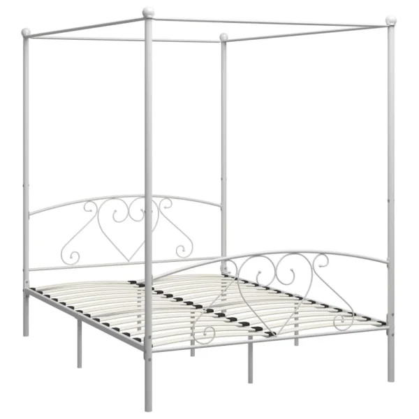 VidaXL Cadre De Lit à Baldaquin Blanc Métal 160 X 200 Cm achat pas cher 3