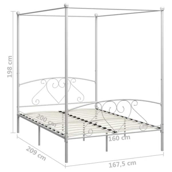 VidaXL Cadre De Lit à Baldaquin Blanc Métal 160 X 200 Cm achat pas cher 6