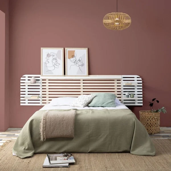 Achat Altobuy ALIX – Tête De Lit L.240cm Bois Massif Naturel Et Blanc 4