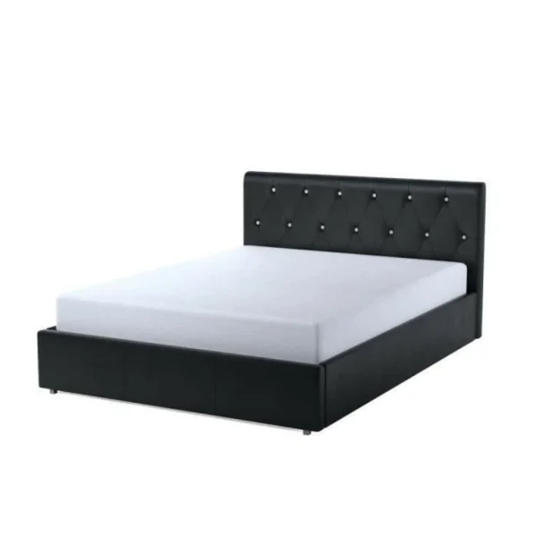 SANS MARQUE BAHIA Lit Coffre Adulte Contemporain Simili Noir + Sommier – L 140 X L… le grand escompte 1