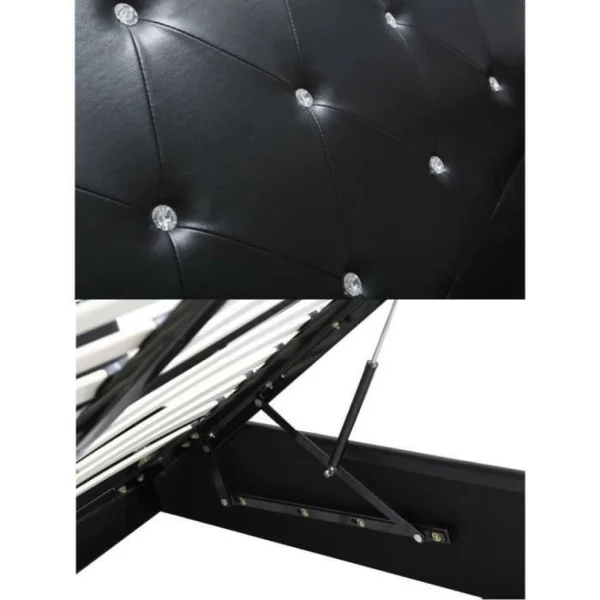 SANS MARQUE BAHIA Lit Coffre Adulte Contemporain Simili Noir + Sommier – L 140 X L… le grand escompte 5