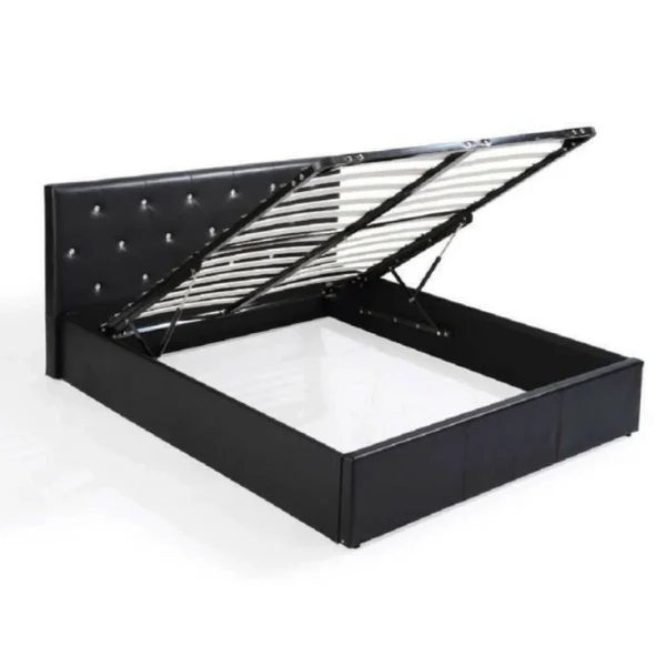 SANS MARQUE BAHIA Lit Coffre Adulte Contemporain Simili Noir + Sommier – L 140 X L… le grand escompte 6
