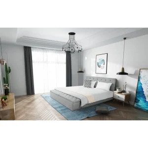 Fournier Decoration Boxy Lit Lin Gris Clair 140×190 Cm 2 Coffres De Rangement marque pas cher 9