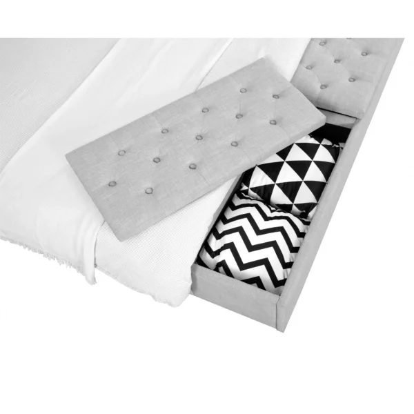 Fournier Decoration Boxy Lit Lin Gris Clair 140×190 Cm 2 Coffres De Rangement marque pas cher 6