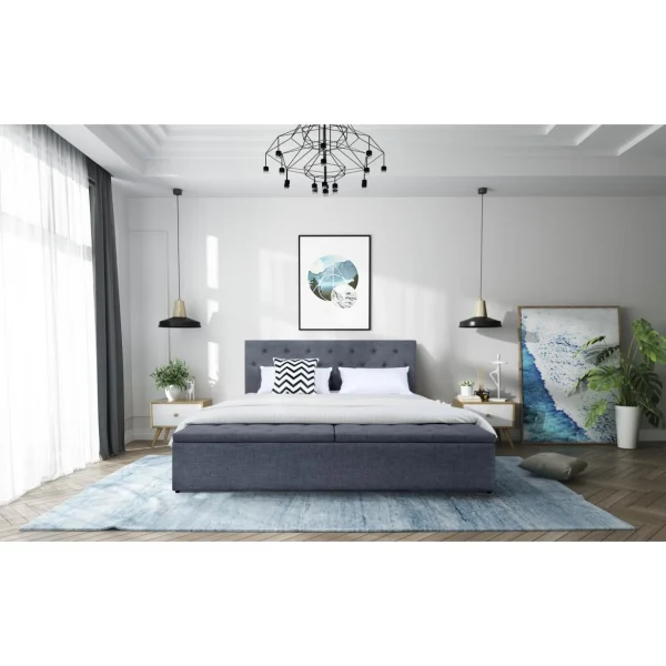 Fournier Decoration Boxy Lit Lin Gris Souris 140×190 Cm 2 Coffres De Rangement excellente qualité 4