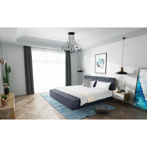 Fournier Decoration Boxy Lit Lin Gris Souris 140×190 Cm 2 Coffres De Rangement excellente qualité 5