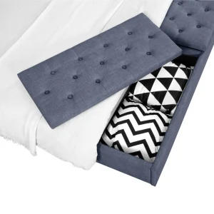Fournier Decoration Boxy Lit Lin Gris Souris 140×190 Cm 2 Coffres De Rangement excellente qualité 15