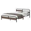 dernière tendance En.casa Cadre De Lit Double Aarau En Métal 180 X 200 Cm Noir Mat Effet Noyer … 19
