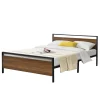 magasin pas cher En.casa Cadre De Lit Double Finse En Métal 140 X 200 Cm Noir Mat Effet Noyer … 13