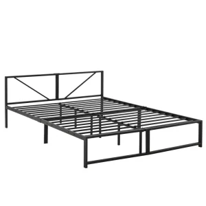 Cadre De Lit Double Meran En Métal 140 X 200 Cm Noir [en.casa] shopping pas cher 9
