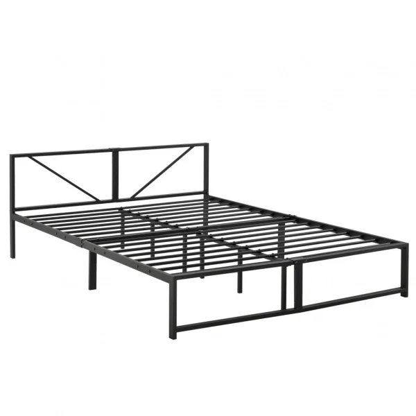 Cadre De Lit Double Meran En Métal 140 X 200 Cm Noir [en.casa] shopping pas cher 3