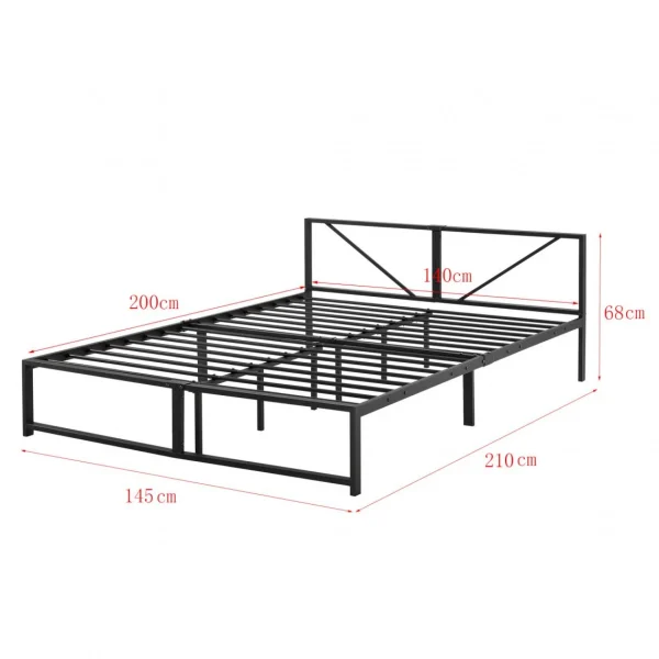 Cadre De Lit Double Meran En Métal 140 X 200 Cm Noir [en.casa] shopping pas cher 4