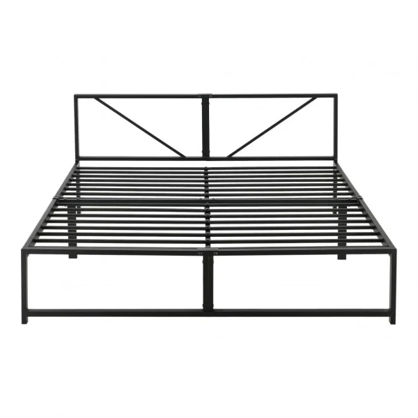 Cadre De Lit Double Meran En Métal 140 X 200 Cm Noir [en.casa] shopping pas cher 5