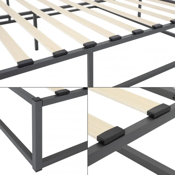 soldes de Noël Ml-design Cadre De Lit En Acier Sommier à Lattes Anthracite Chambre à Coucher … 5