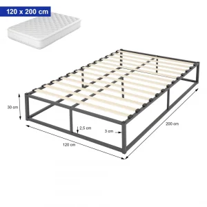 soldes de Noël Ml-design Cadre De Lit En Acier Sommier à Lattes Anthracite Chambre à Coucher … 15