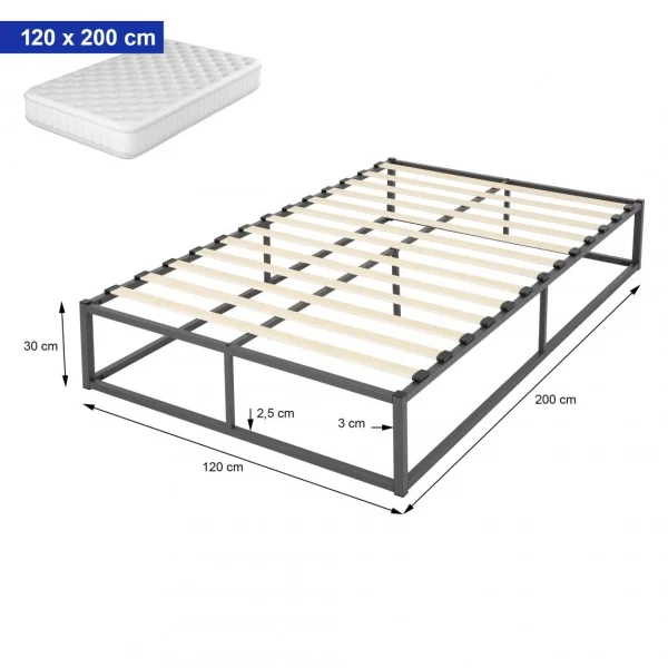 soldes de Noël Ml-design Cadre De Lit En Acier Sommier à Lattes Anthracite Chambre à Coucher … 6