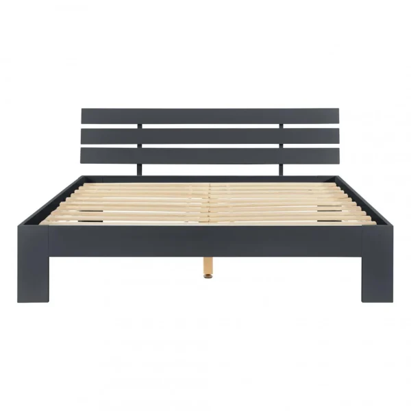 site officiel Decoshop26 Cadre De Lit Pour Adultes Avec Sommier à Lattes En Bois De Pin Gris F… 1