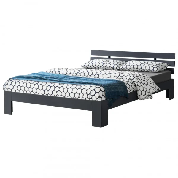 site officiel Decoshop26 Cadre De Lit Pour Adultes Avec Sommier à Lattes En Bois De Pin Gris F… 3