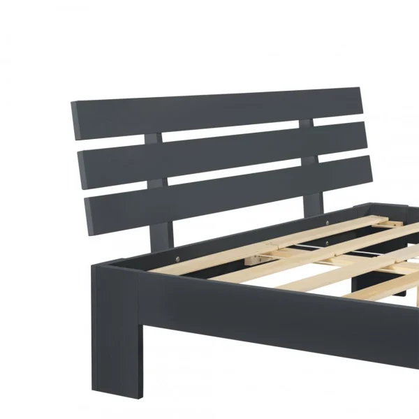 site officiel Decoshop26 Cadre De Lit Pour Adultes Avec Sommier à Lattes En Bois De Pin Gris F… 4